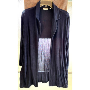 Travelers By Chicos Open Front Knit Cardigan Blue Long Sleeve Women's Size 2